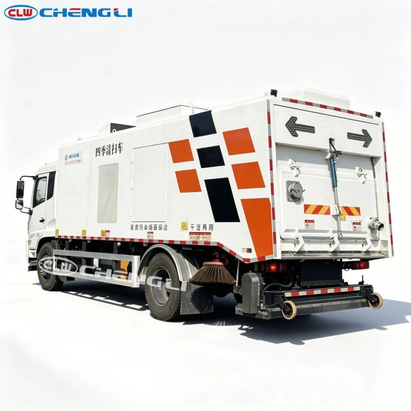 Barredora vial Dongfeng para operación en seco y húmedo: imagen de referencia 2 del vehículo y su equipo