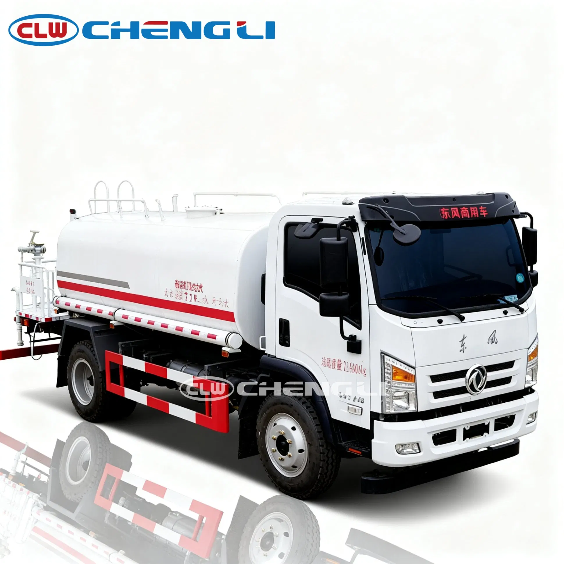 Camión cisterna de riego Dongfeng 4×2 de 9.000 galones: imagen de referencia 2 del vehículo y su equipo